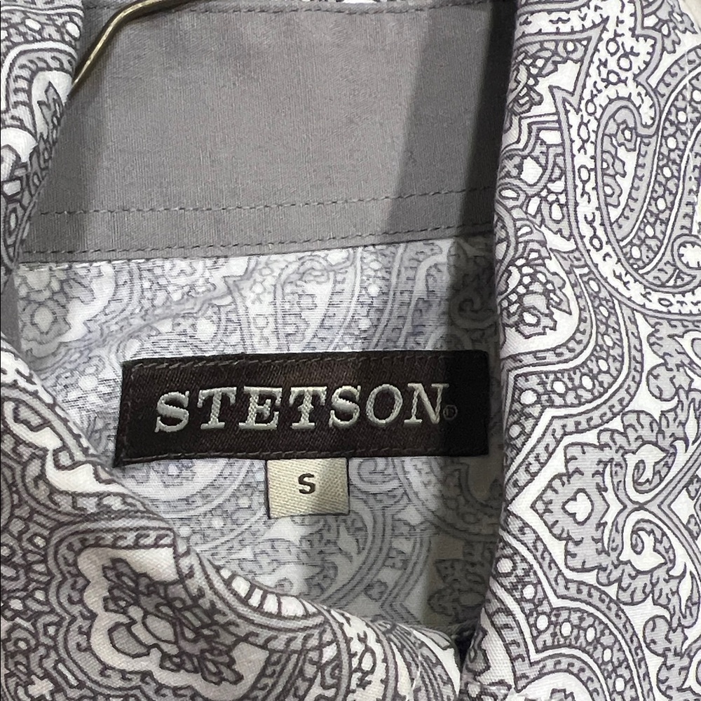 Stetson Gray Paisley Men's Western Button Down Shirt - Picture 3 of 3